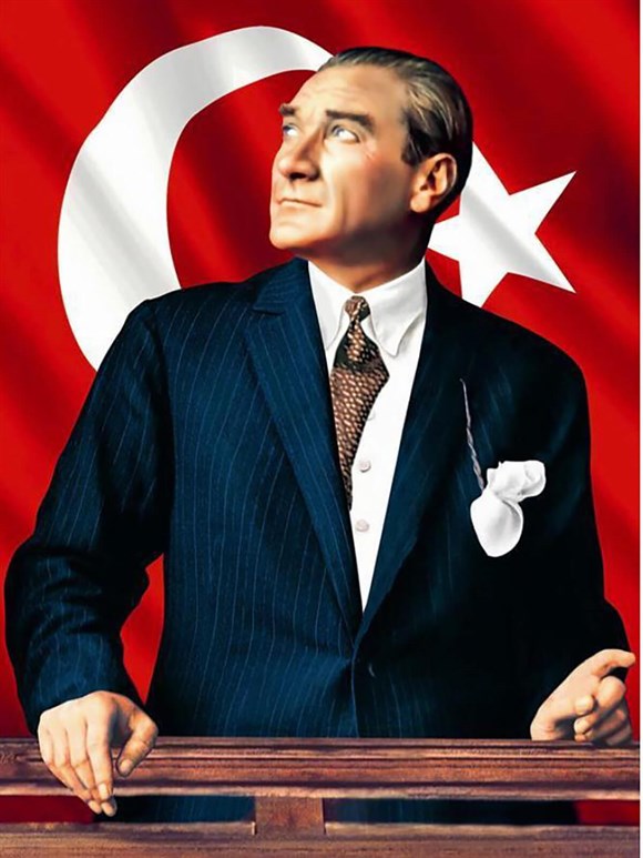 Atatürk ve Bayrak Sayılarla Boyama Seti 40x50 cm (Tuvale Gerili)