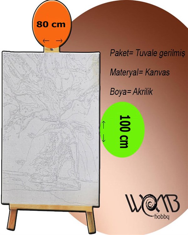 Atatürk ve Bayrak Sayılarla Boyama Seti 40x50 cm (Tuvale Gerili)