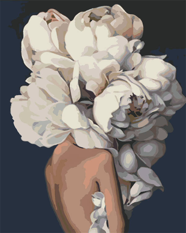 Kadın ve Çiçeklenmek Sayılarla Boyama Seti(60x75 cm Tuval Şasesine Gerili)