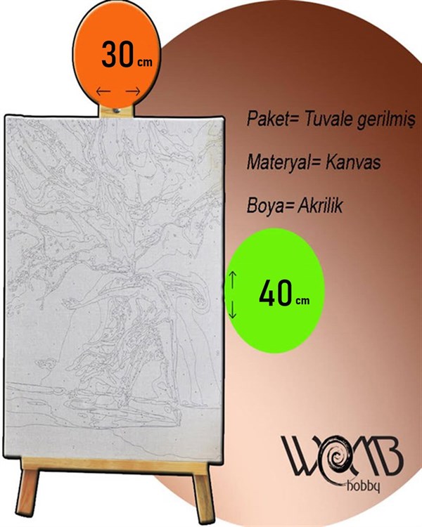 Yunus Çocuklar İçin Sayılarla Boyama Seti 30x40cm (Tuvale Gerili)
